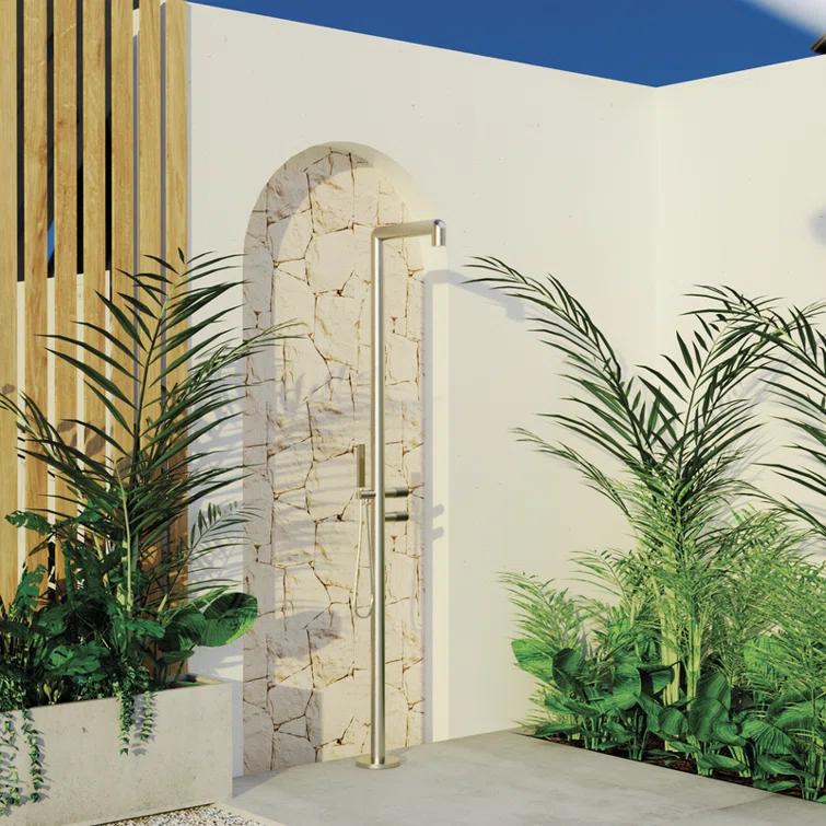 DAX Stainless Steel Free Standing Outdoor Shower and Footwash Spout