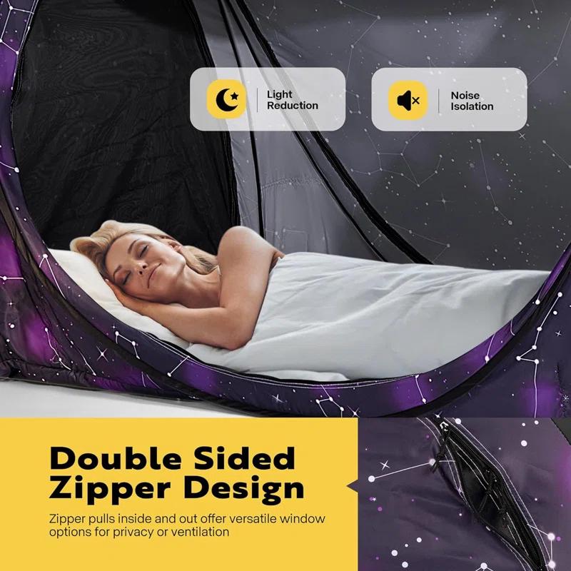 VIVOHOME Polyester Pop-Up Privacy Bed Canopy Twin Size