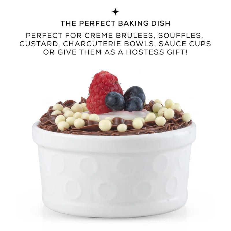 JoyJolt Joyjolt White Embossed Porcelain Ramekins - 4 Oz- Set Of 4 (Set of 4)