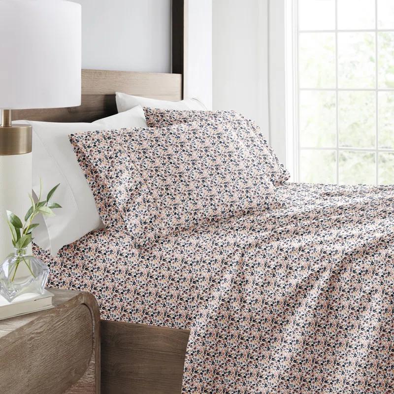 IEnjoy Home 4 Piece Sheet Set Patterned Microfiber Ultra Soft Bedding in Floral Dream
