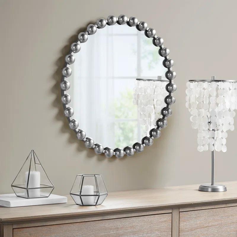 Marlowe Beaded Round Metal Wall Mirror