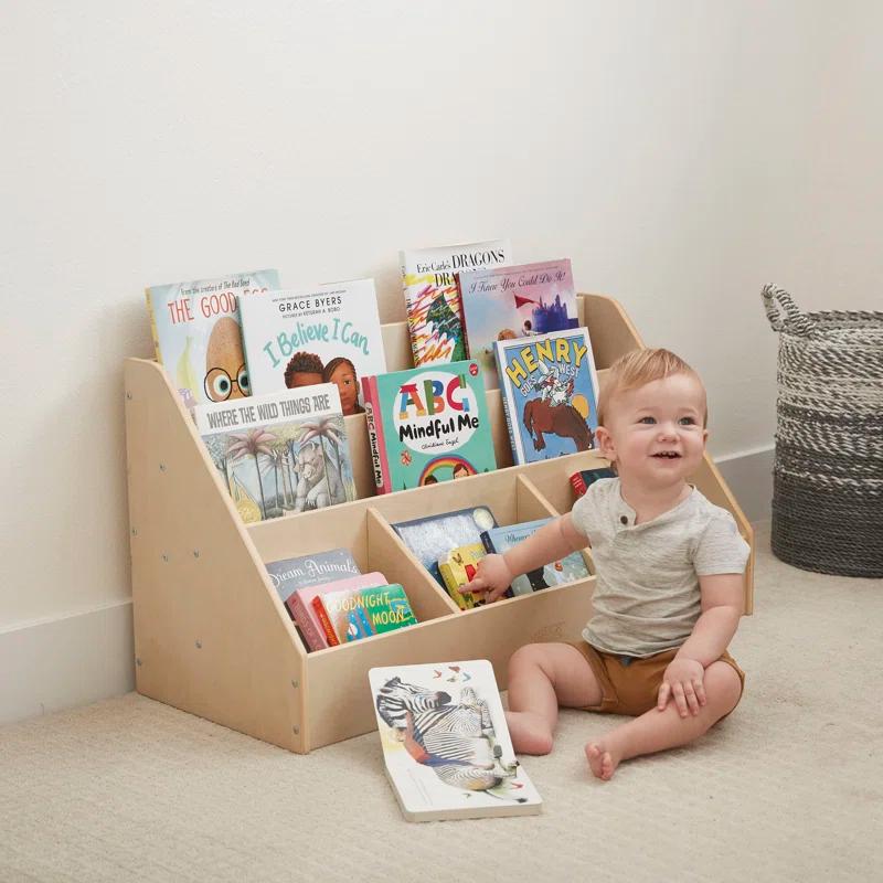 ECR4Kids ECR4Kids 5-Compartment Easy to Reach Book Display, Classroom Storage, Natural