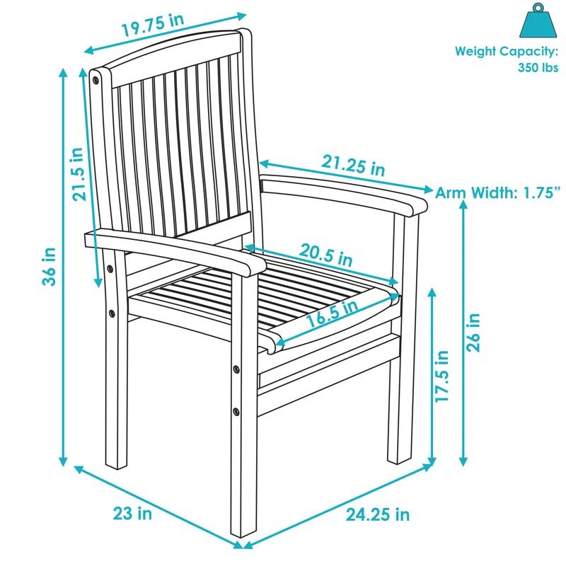 Red Barrel Studio® Datrion Teak Wood Outdoor Stacking Dining Armchair (Set of 2)