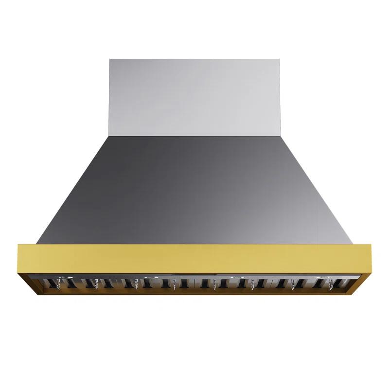 Kucht 48 in. 800 CFM Wall Mounted Range Hood with Gold Accents