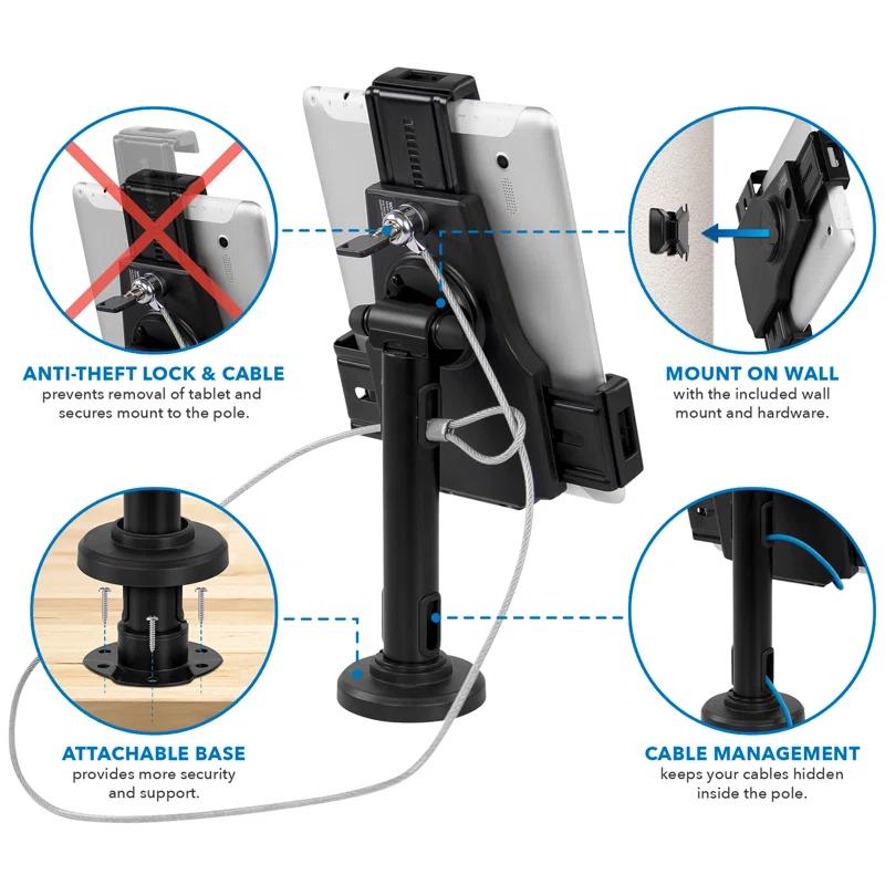 Mount-it Mount-It Secure Universal Locking Tablet Stand fits iPad 7 & Mini, Galaxy Tab, & 7.9"- 10.5" Tablets
