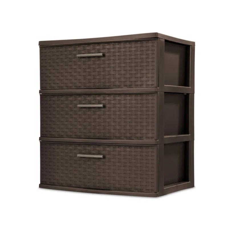 Sterilite Sterilite 25306P01 Spacious 3-Drawer Wide Weave Design Storage Tower, Brown