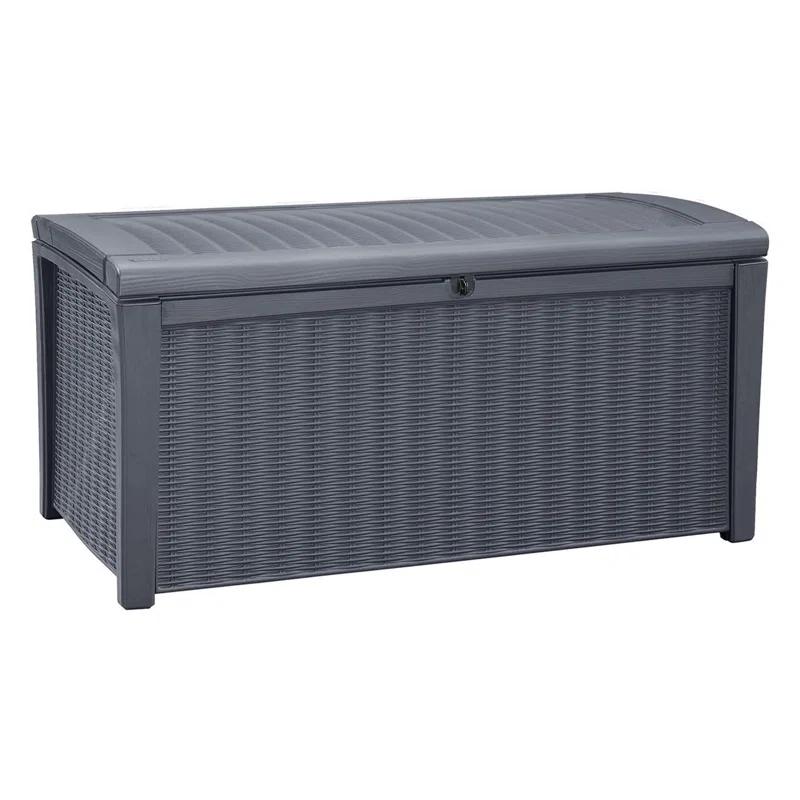 Keter Keter Borneo 110 Gallon Rattan Wicker Resin Patio Deck Storage Box Bench