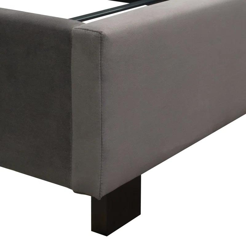 Diamond Sofa Park Avenue Eastern King Tufted Bed With Vintage Wing In Grey Linen