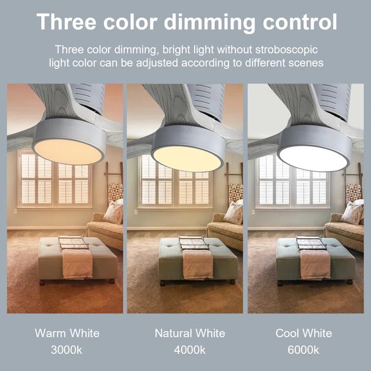 Ivy Bronx Kemp 52'' 3 -Blade LED Flush Mount Ceiling Fan with Remote Control and Light Kit Included
