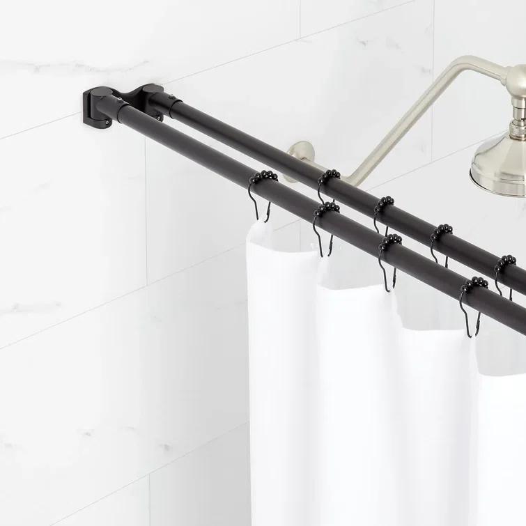 Signature Hardware 60" Brass Straight Double Bar Shower Curtain Rod
