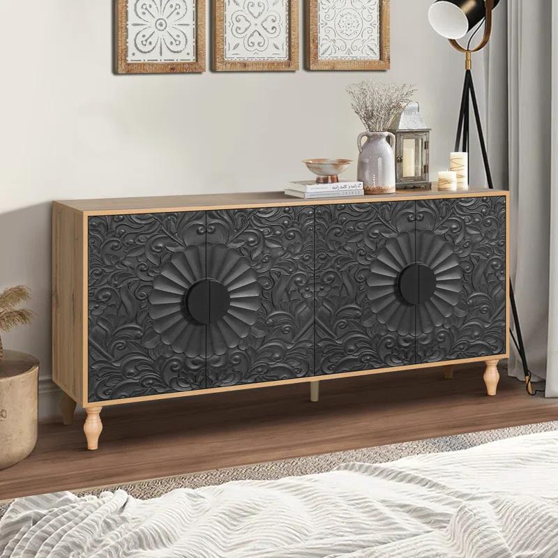 red chair Sideboards with Carved Symmetrical Design Door
