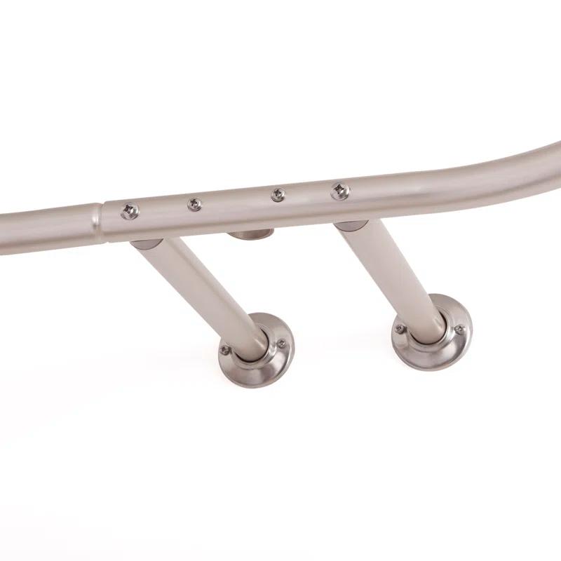 Utopia Alley Rustproof 54" L D-Shaped Fixed Shower Curtain Rod & Hook Set