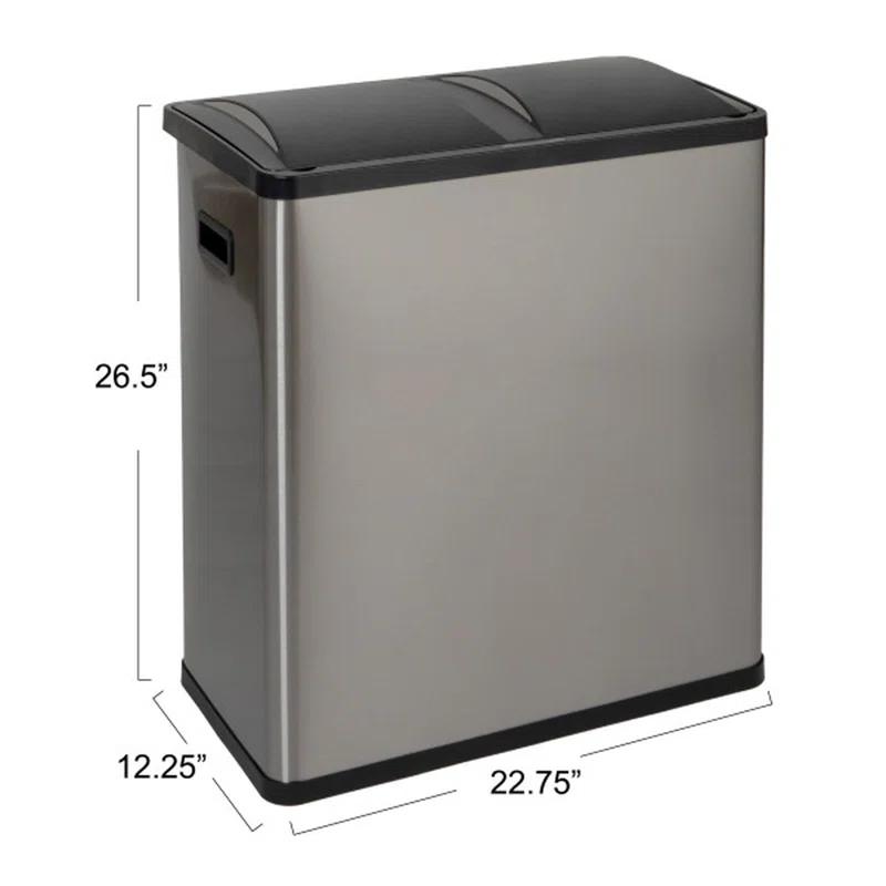 Household Essentials Steel Motion Sensor Multi-Compartment Trash/Recycling Bins - 8 Gallons
