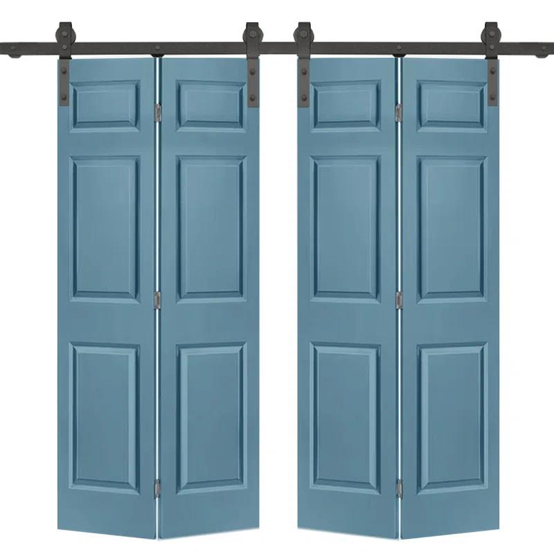 Calhome Paneled MDF Composite Double Bifold Barn Doors with Installation Hardware Kit