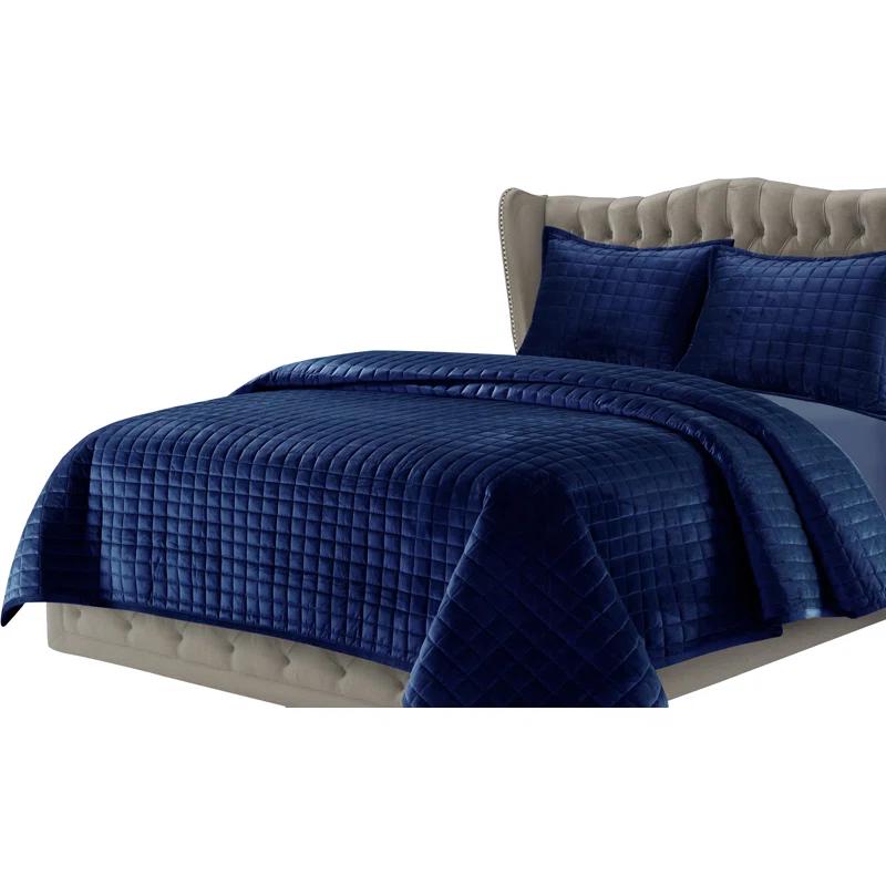 Tribeca Living Microfiber Reversible Glam Quilt Set & Reviews | Wayfair