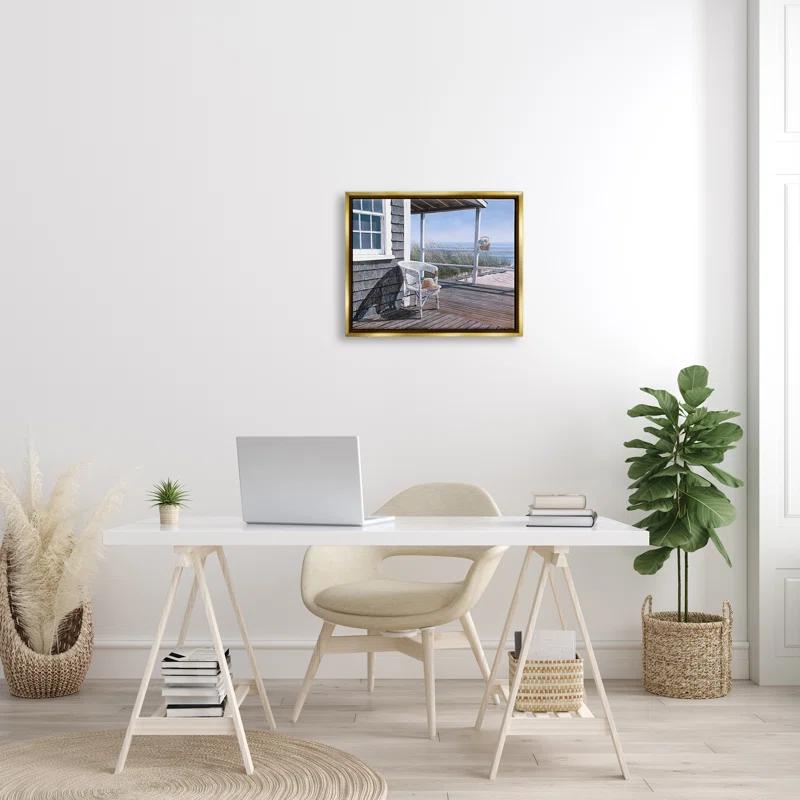 Stupell Industries " Coastal Cottage Porch Chair Seaside Boardwalk Scenery " by Tom Mielko