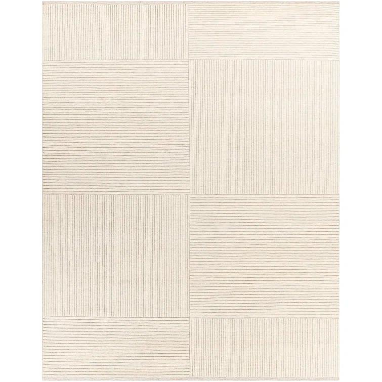 Ivory Hand-Knotted Wool 6' x 9' Area Rug