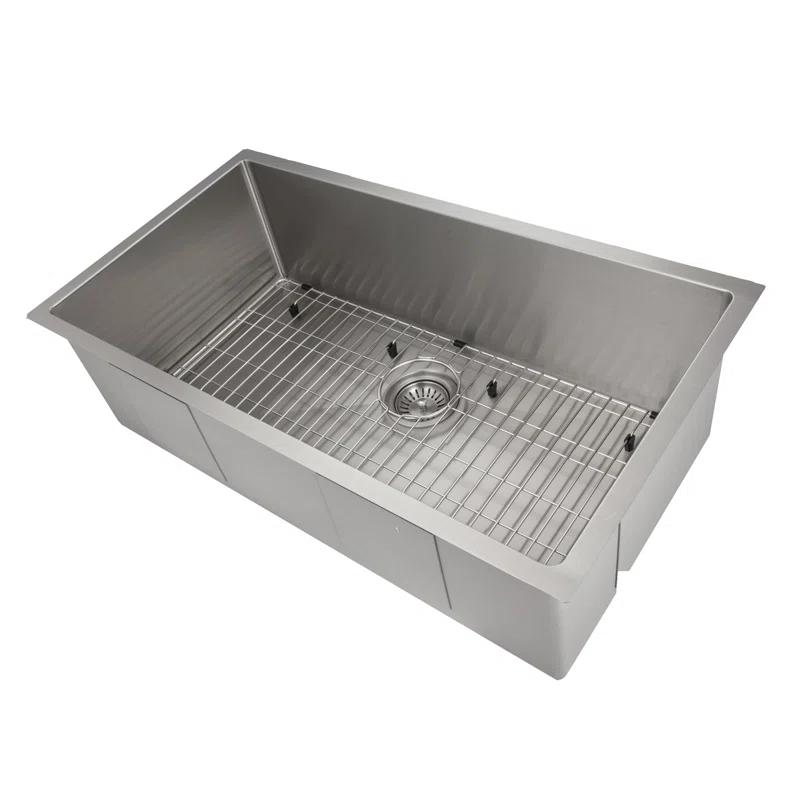 ZLINE SRS-36 ZLINE 36 in. Meribel Undermount Single Bowl Stainless Steel Kitchen Sink W/ Bottom Grid (SRS-36)
