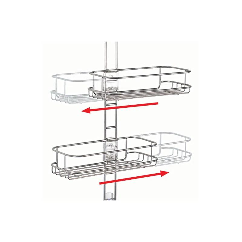 iDesign iDesign Linea Adjustable Bathroom Shower Caddy for Shampoo, Conditioner, Soap - Silver
