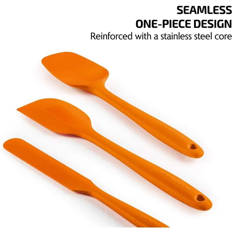 OVENTE Silicone Spatula , Food Grade Rubber Spatulas Heat Resistant w/ Stainless Steel Core & Seamless Design, Non Stick Rubber Spatula for Mixing, Baking & Cooking, 5 Pieces