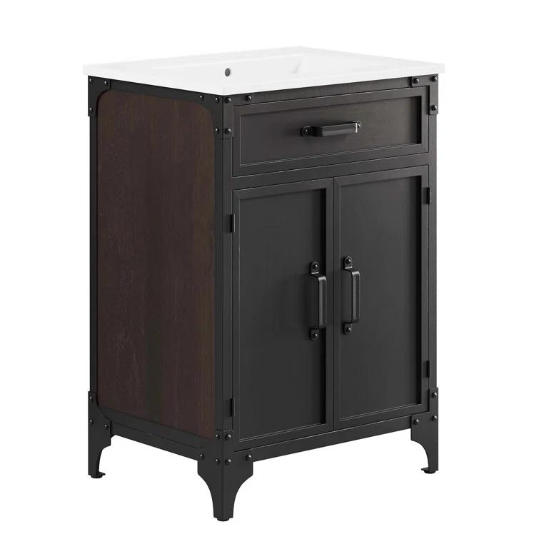 Modway Modway Steamforge 24.5'' Free Standing Single Bathroom Vanity with Ceramic Top