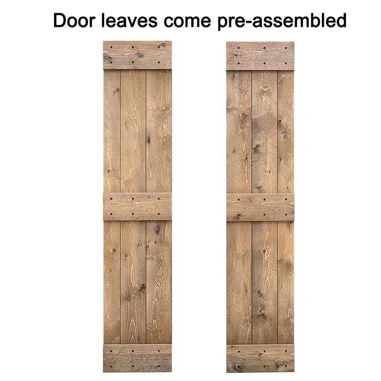 Calhome 84'' Solid Wood Barn Doors Painted Bi-Fold Door