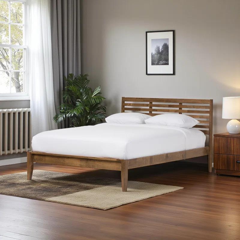 Steelside™ Winfree modern design & rustic charm, Queen Slat Bed, Walnut Brown 40.95'' H X 61.23'' W X 84.24'' L