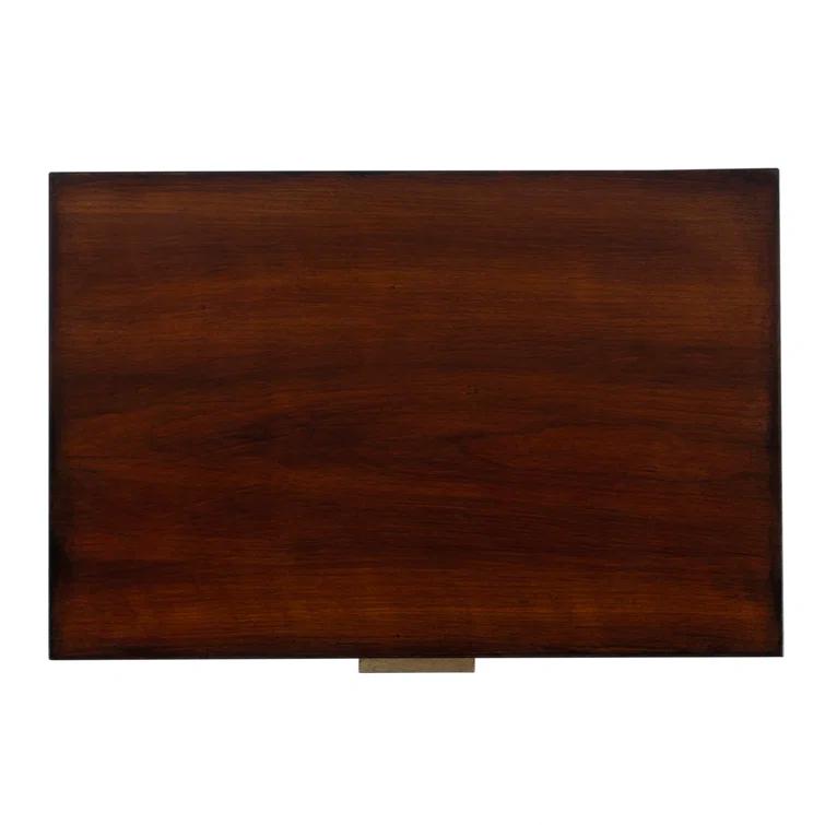 Kai Antique Cherry 2 Drawer Wood Nightstand with Gold Accents