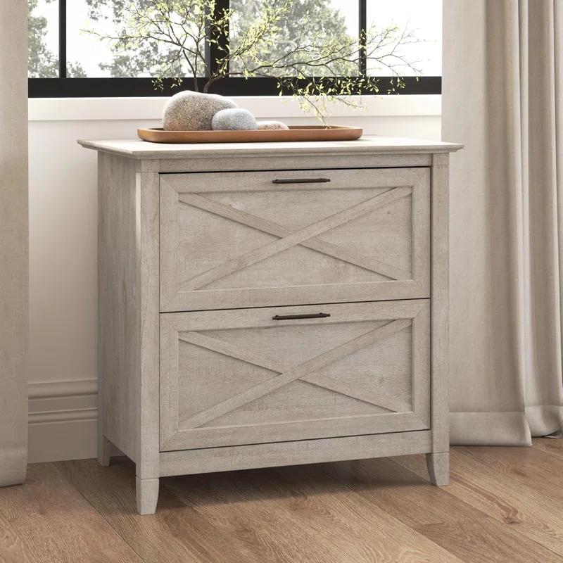Rosalind Wheeler 2 Drawer Lateral File Cabinet In Washed Gray | Document Storage For Home Office | Accent Chest With Drawers | Wayfair