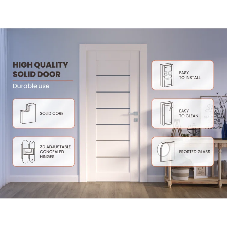 Belldinni Alba DIY-Friendly Single Prehung with Concealed Hinges Standard Door