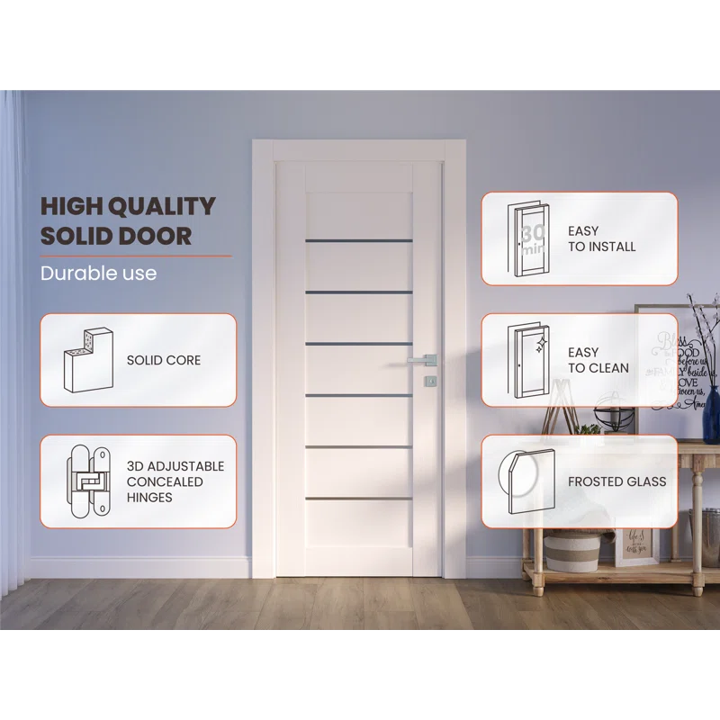 Belldinni Alba DIY-Friendly Single Prehung with Concealed Hinges Standard Door