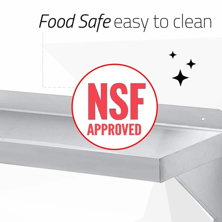 DuraSteel Stainless Steel Wall Shelf - 72" Wide x 14" Deep Commercial Grade - NSF Certified