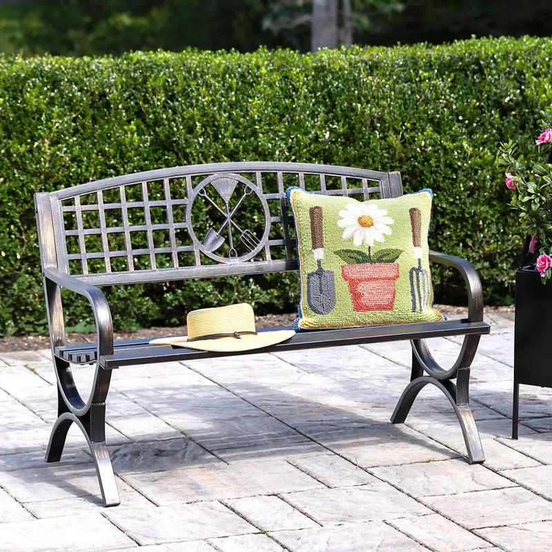 Evergreen Enterprises, Inc Hooked Polypropylene Square Garden Tools Throw Pillow