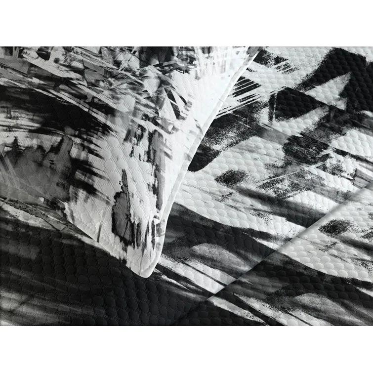 Ambesonne Ambesonne Black and White Bedspread Set Grunge Art White Black and Grey