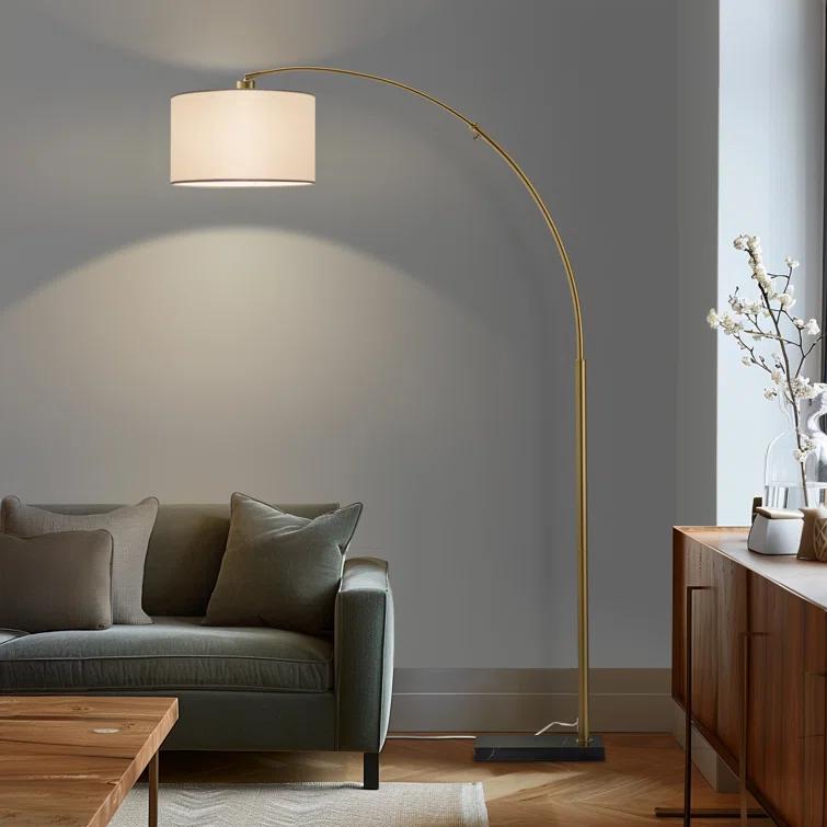 Logan 76 in. Modern Adjustable and Extendable LED Floor Lamp with Fabric Drum Shade