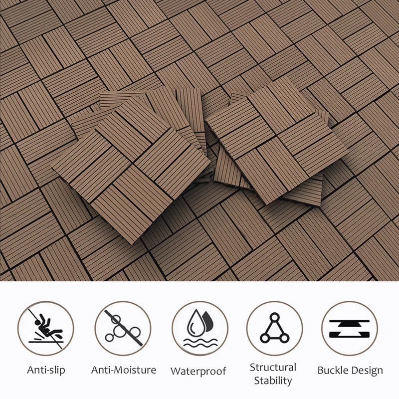 Wood Garden Wood Plastic Composite Deck Tiles, Composite Decking Resist Rust, Water, Weather, Indoor&Outdoor, DIY Interlocking Decking Tiles, Floor Tile(Set of 20)