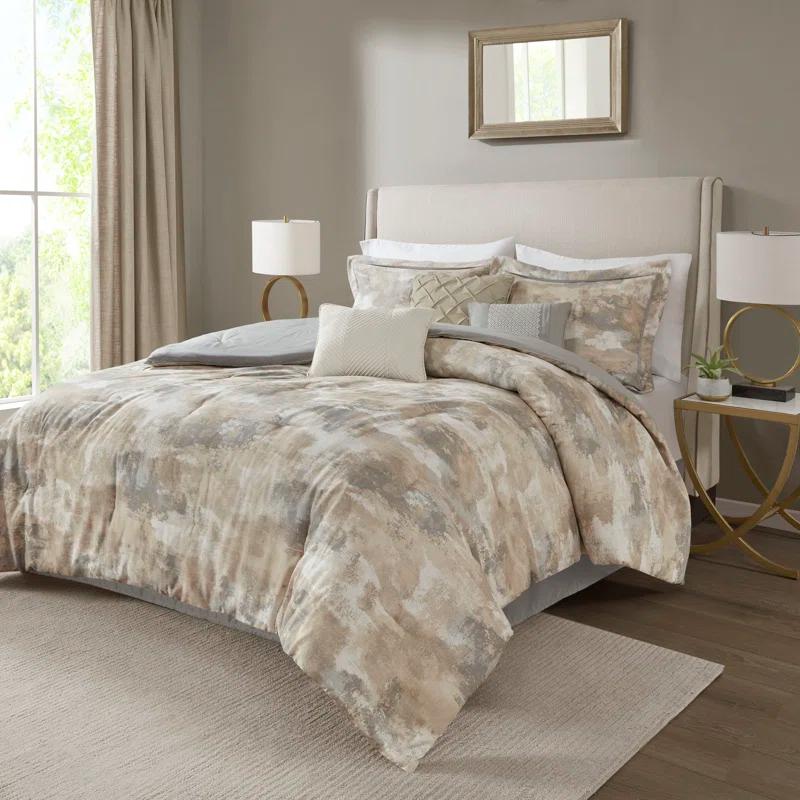 Madison Park Beacon 7 Piece Textured Cotton Blend Comforter Set & Reviews | Wayfair