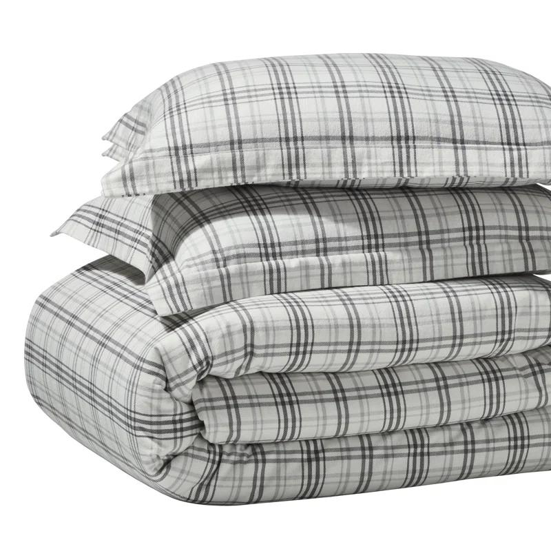 Superior Plaid Flannel Cotton Classic Modern Farmhouse Duvet Cover Set
