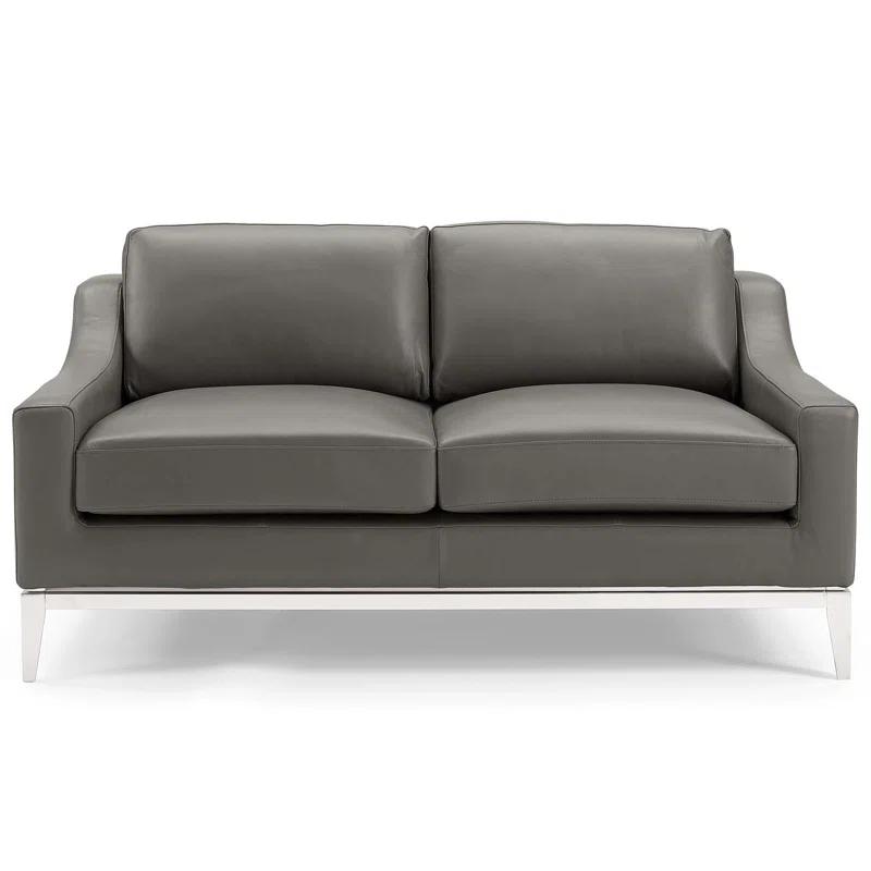 Modway Strick & Bolton Hollebon Stainless Steel/ Leather Loveseat by Modway
