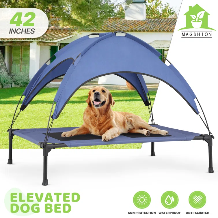 Tucker Murphy Pet™ Elevated Dog Bed With Canopy, Outdoor Dog Cot With Removable Canopy Shade Tent, Raised Pet Cot