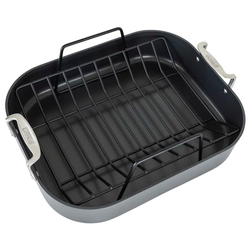 Viking Hard-Anodized Non-Stick 16" Roaster with Rack and Carving Set