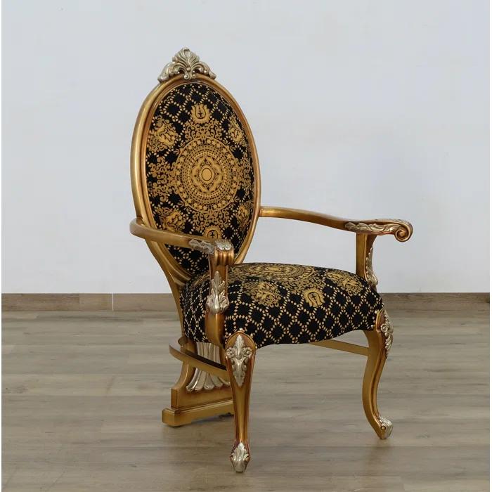 European Furniture Emperador Collection Side Chair in Golden Brown (Set of 2)