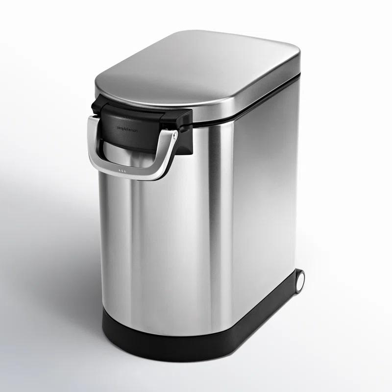 simplehuman Pet Food Storage Container Stainless Steel for Dog Food, Cat Food, and Bird Feed