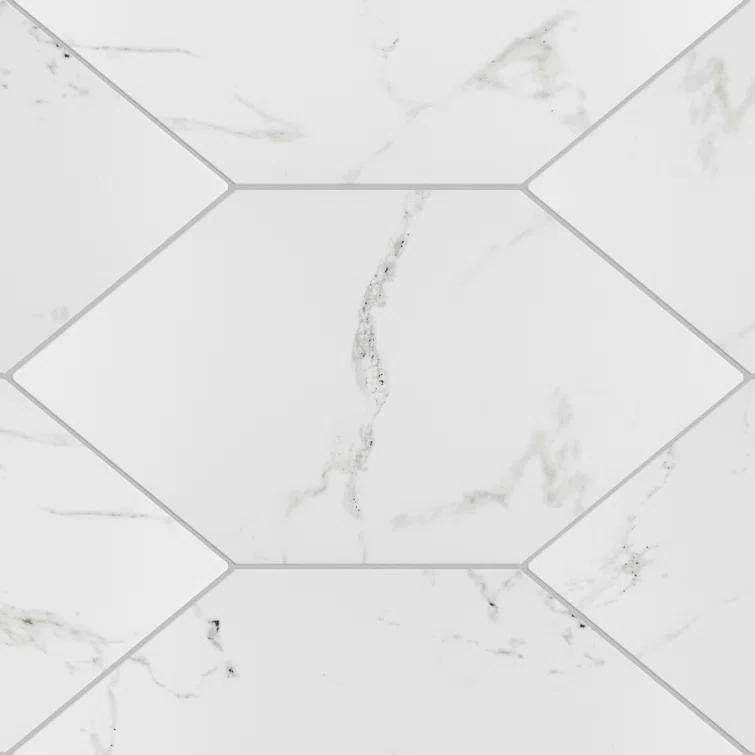 Timeless Calacatta Kayak 6-1/2" x 12-1/2" Porcelain Stone Look Wall & Floor Tile