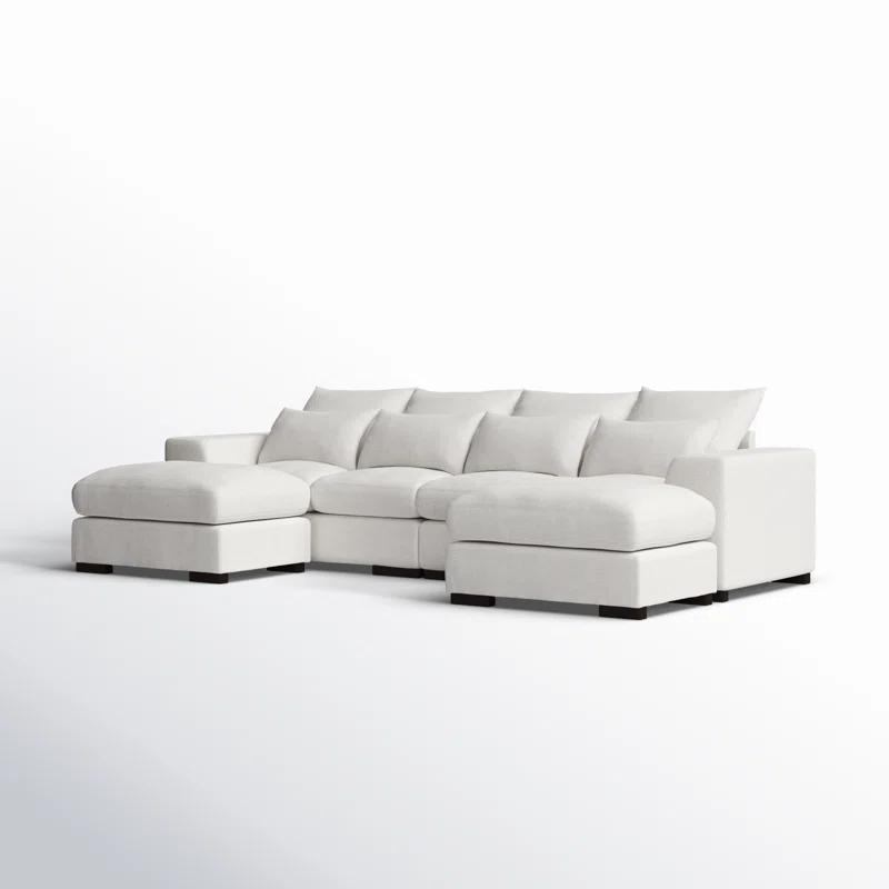 Biaggio Linen Blend Sectional with 2 Ottomans,Sectional Couch