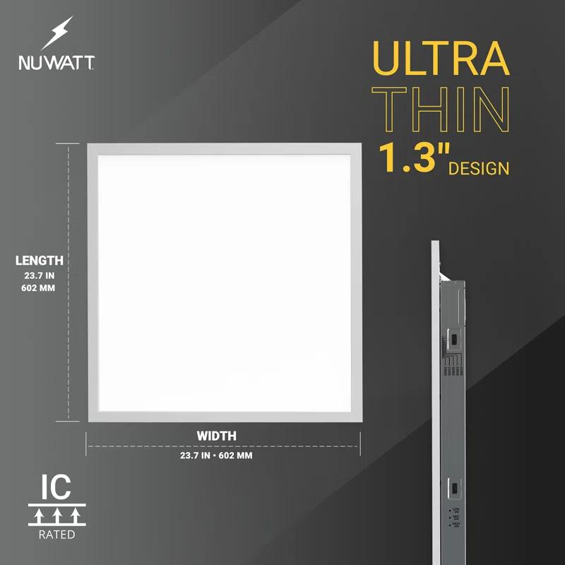 NUWATT NUWATT 4 Pack 1x4 LED Drop Ceiling Flat Panel Troffer Light, Wattage & Color Selectable 40W/30W/20W, CCT 3000K/3500K/4000K/5000K/6500K, 4400LM, 0-10V Dimmable Backlit Fixture, 120V-277V, ETL Listed