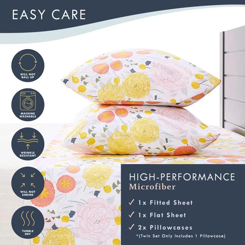 Where the Polka Dots Roam Microfiber Floral Fitted Sheet
