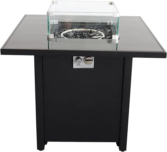 30" Black Steel Free-Standing Gas Fire Pit