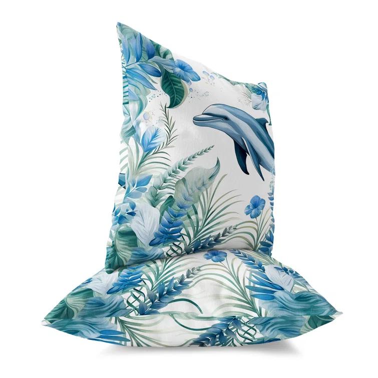 Amrita Sen Dolphin Haven Indoor/Outdoor Reversible Throw Pillow | Wayfair