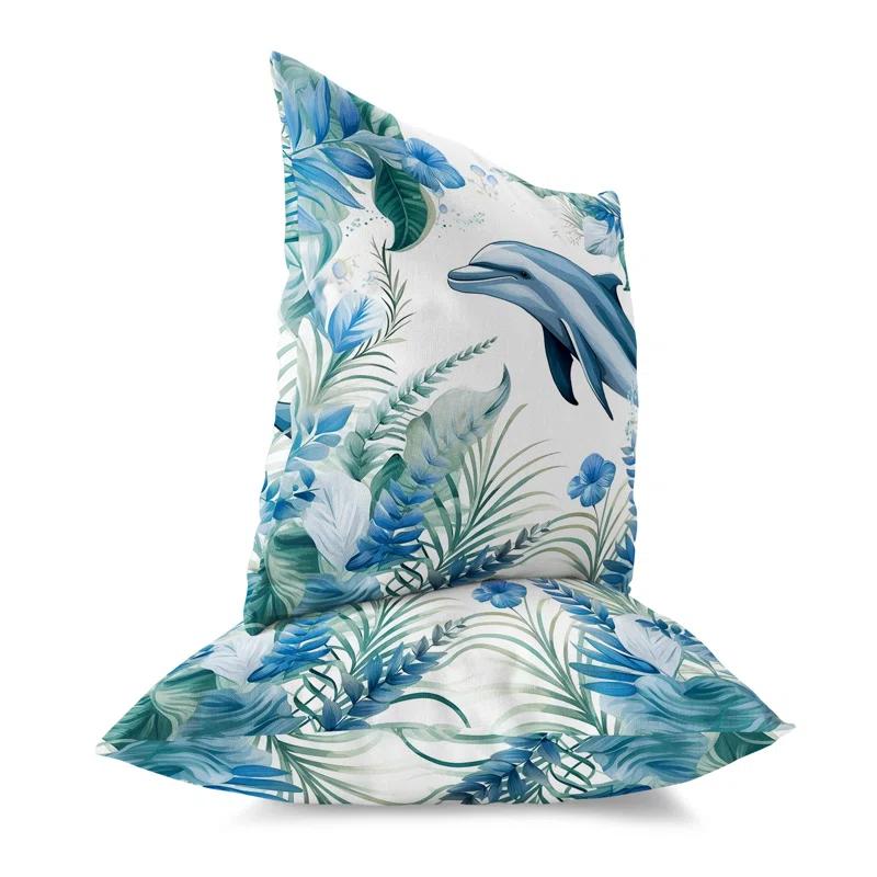 Amrita Sen Dolphin Haven Indoor/Outdoor Reversible Throw Pillow | Wayfair